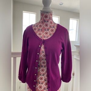 White House black market Women's Fushia Cardigan Sweater